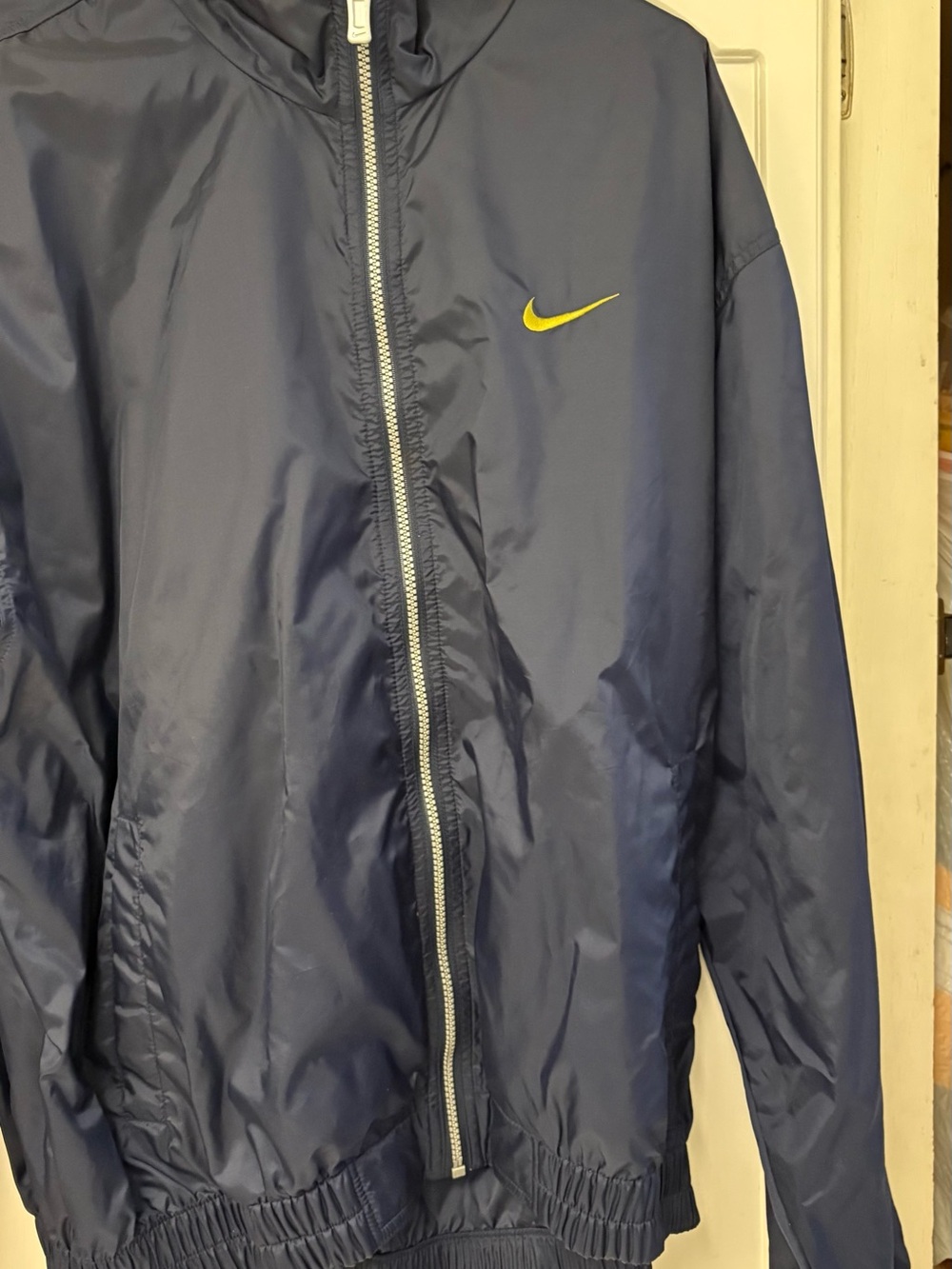 Nike Men’s Navy Windbreaker Jacket with Yellow Swoosh